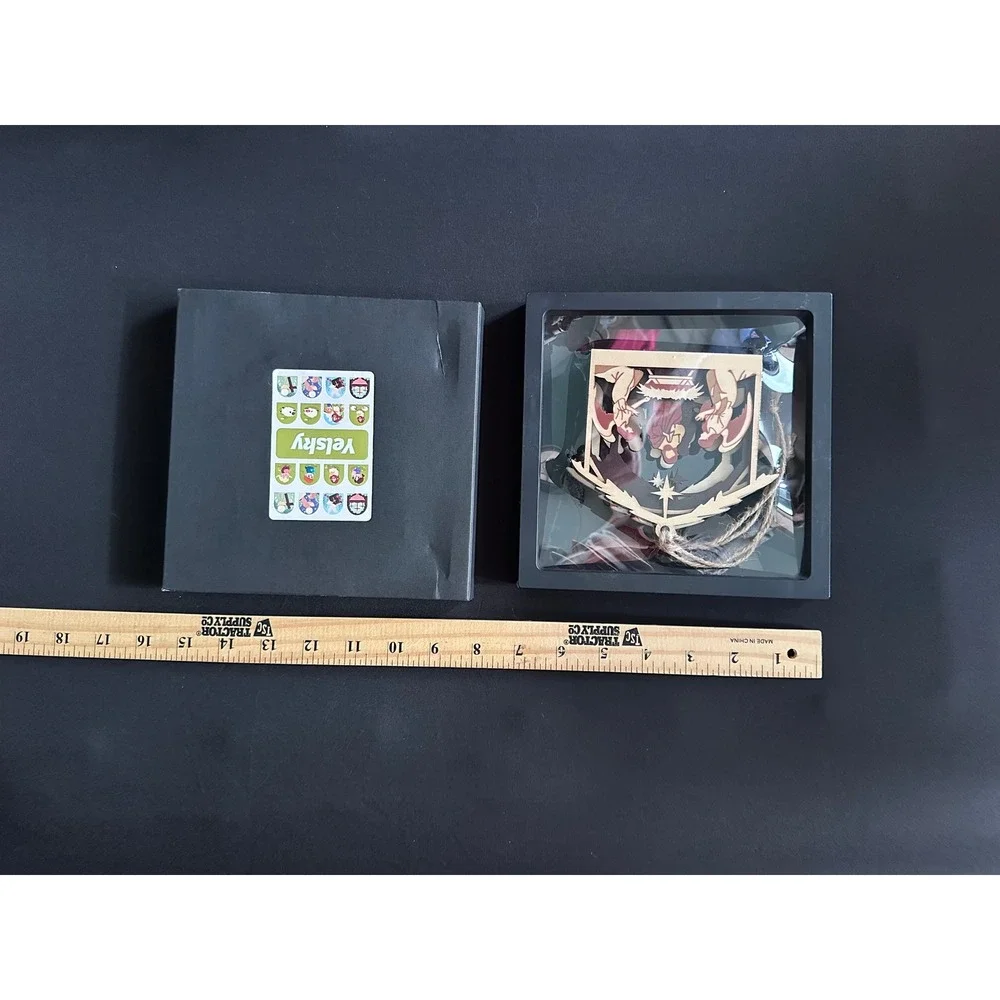 Yelsky Wooden Nativity Scene 3D Layered Christmas‎ Ornament in Shadow Box Frame